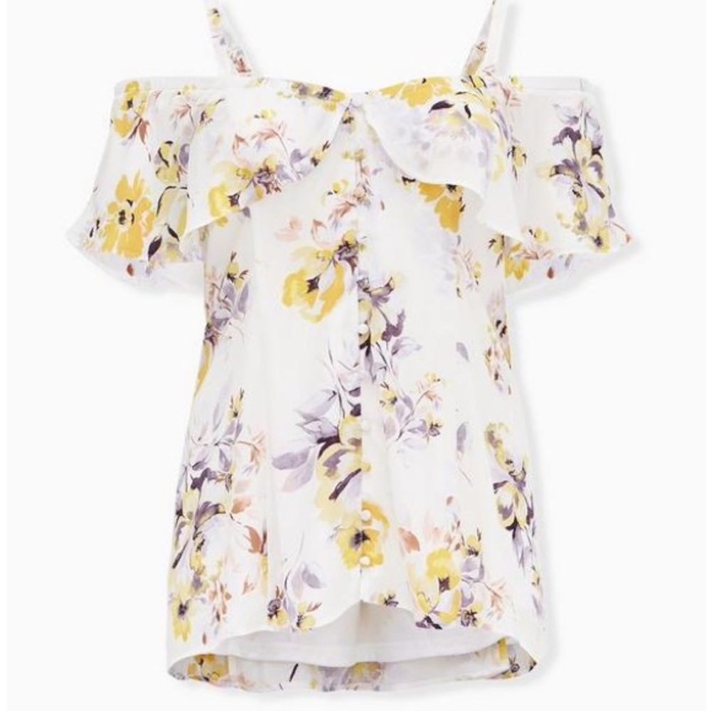 Torrid Georgette Ruffle Cold-Shoulder Blouse - Picture 2 of 5